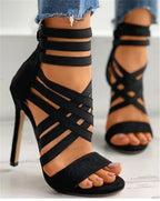 Zipper Gladiator High Heel Sandals