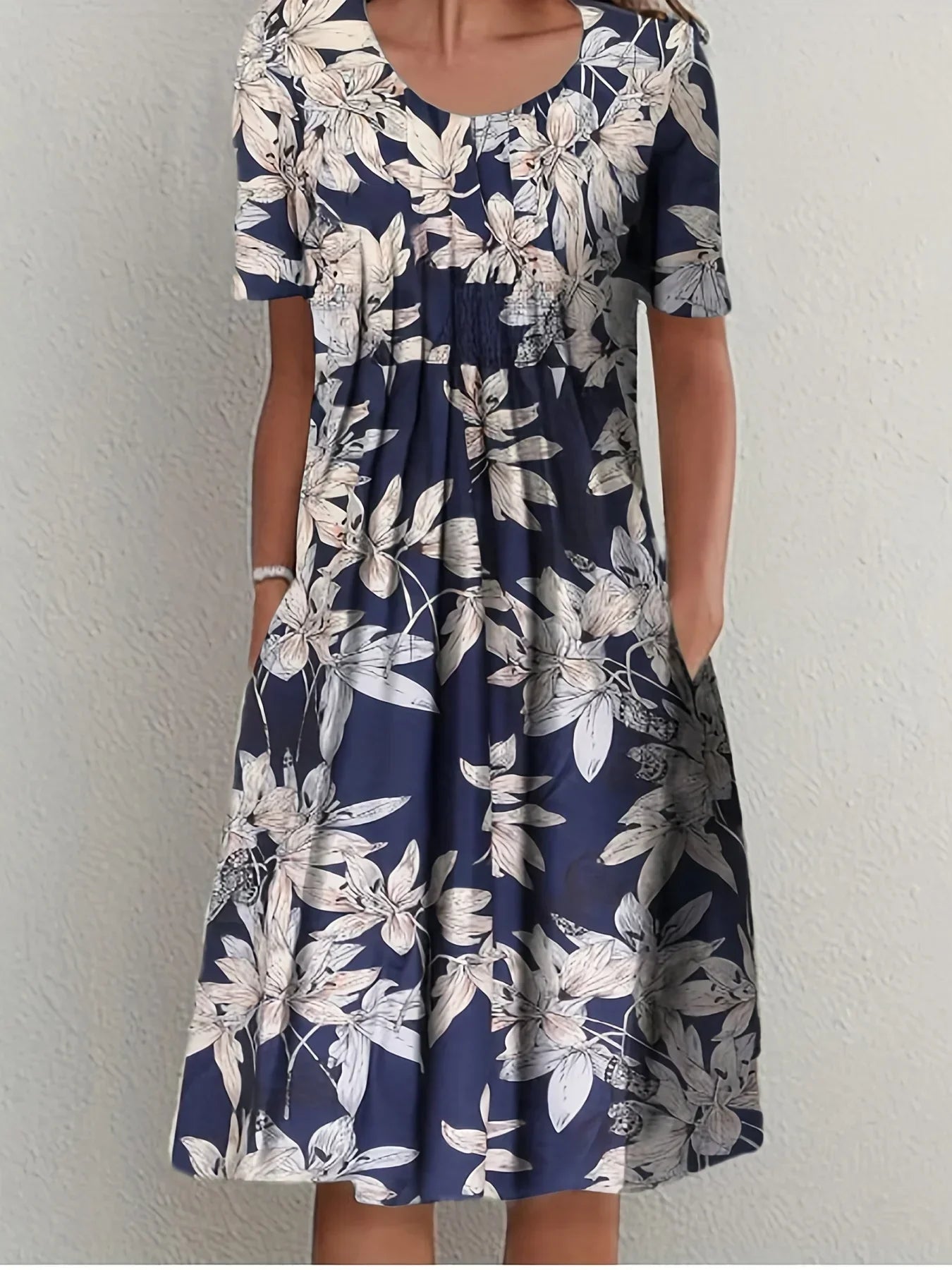 Printed Round Neck Dress