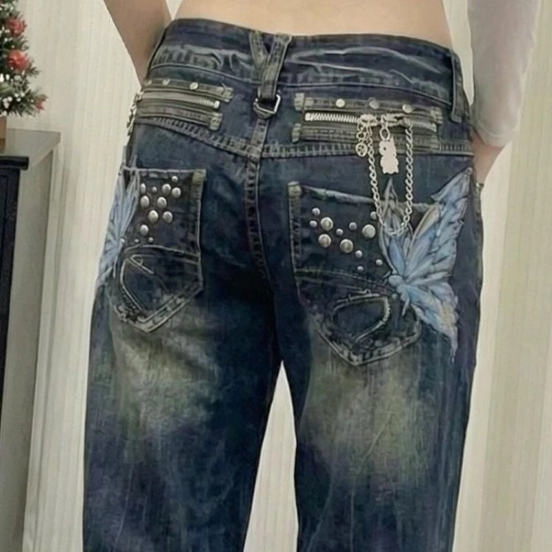 Vintage Embroidered Straight Jeans