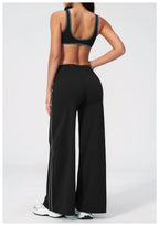 Nylon Striped Sleeveless True-To-Size Fit Two-Piece Yoga Set