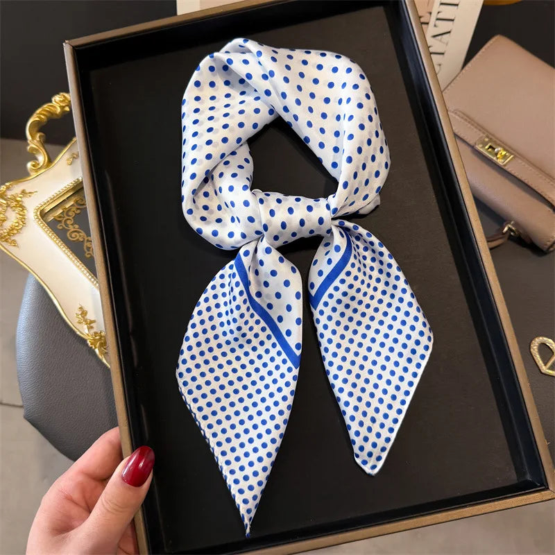 Dot Print 70cm Silk Square Scarf