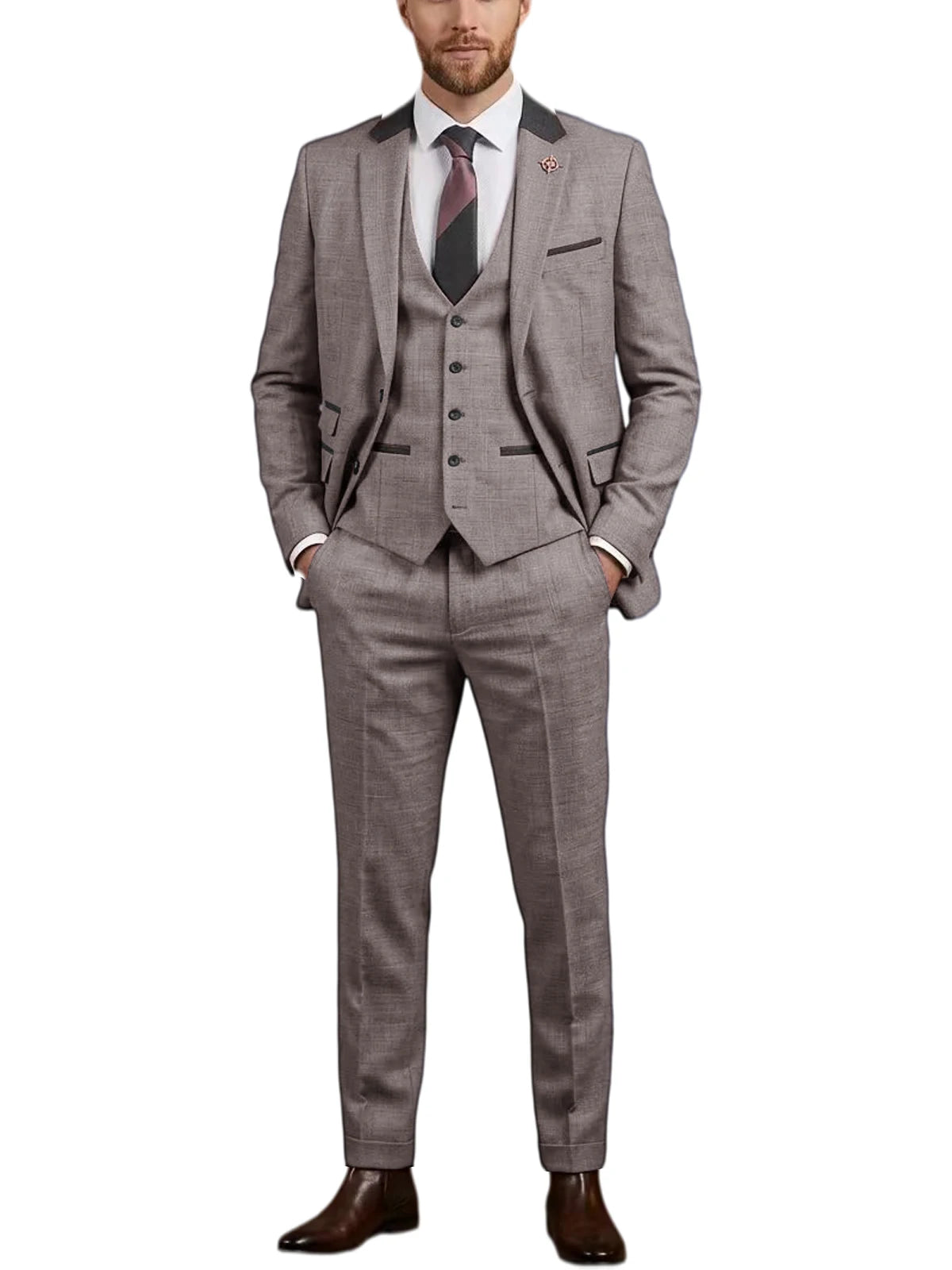 Linen Three-Piece Notch-Lapel Suit