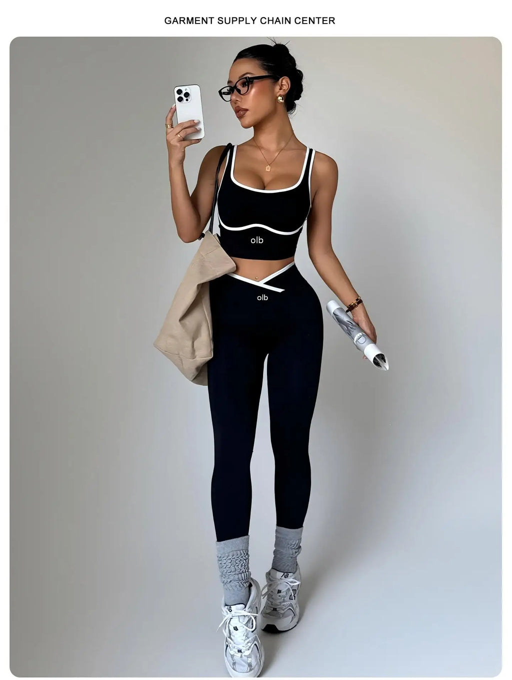 Nylon Crew Neck Pullover Two-Piece Yoga Set