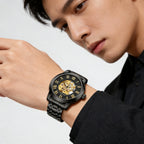 AOKULASIC Skeleton Leather Automatic Watch