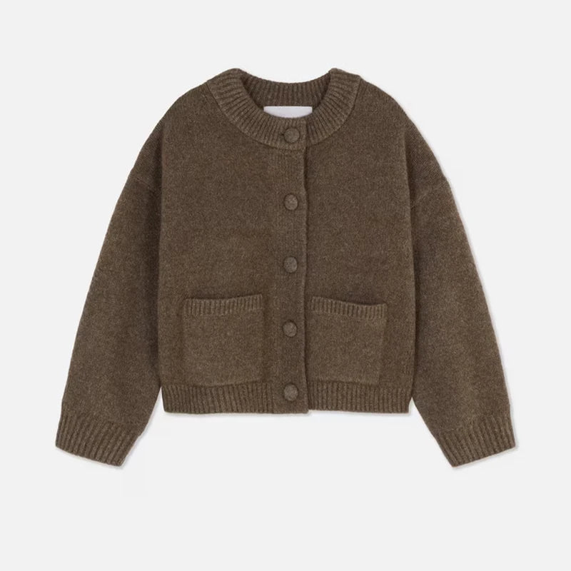 Casual O-Neck Chocolate Cardigan