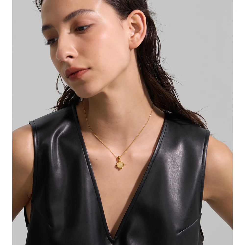 Gold Stone Pendant Necklace