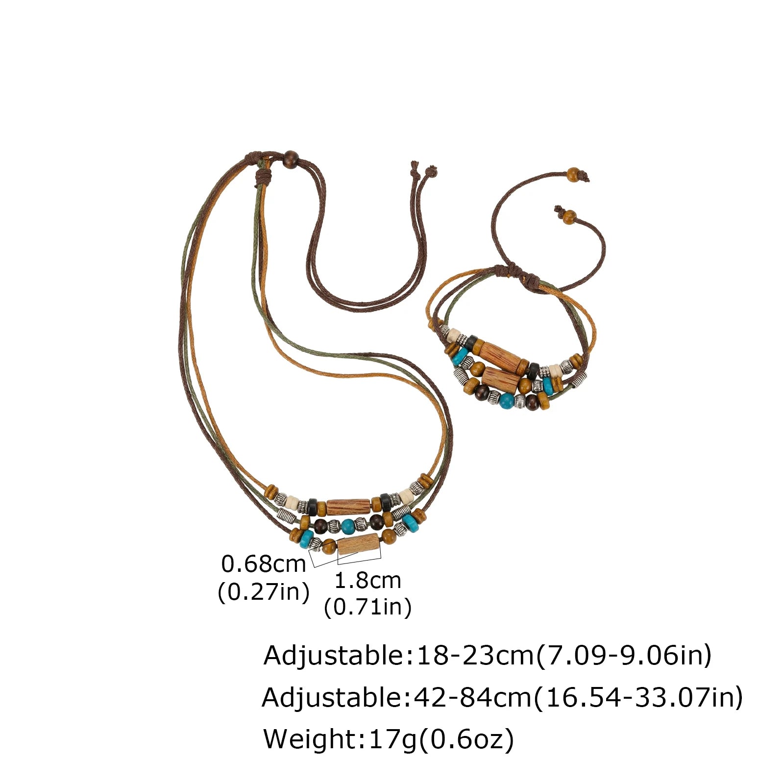 Mprainbow Leather Bead Necklace Set