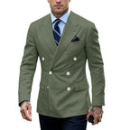 Linen Double-Breasted Slim Tuxedo Blazer
