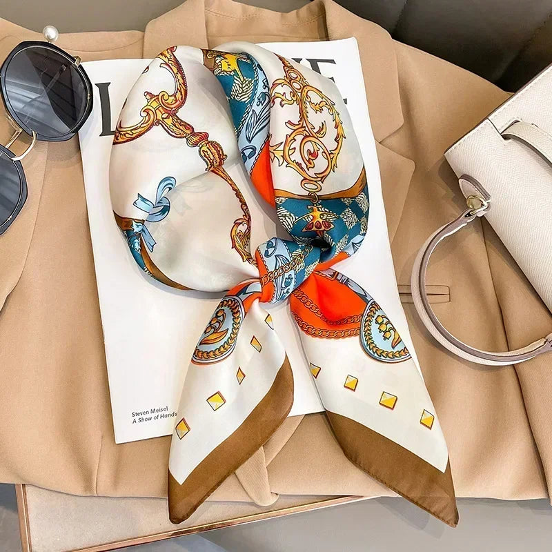 Luxury Print Silk Square Scarf