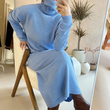 Turtleneck Loose Knit Sweater Dress