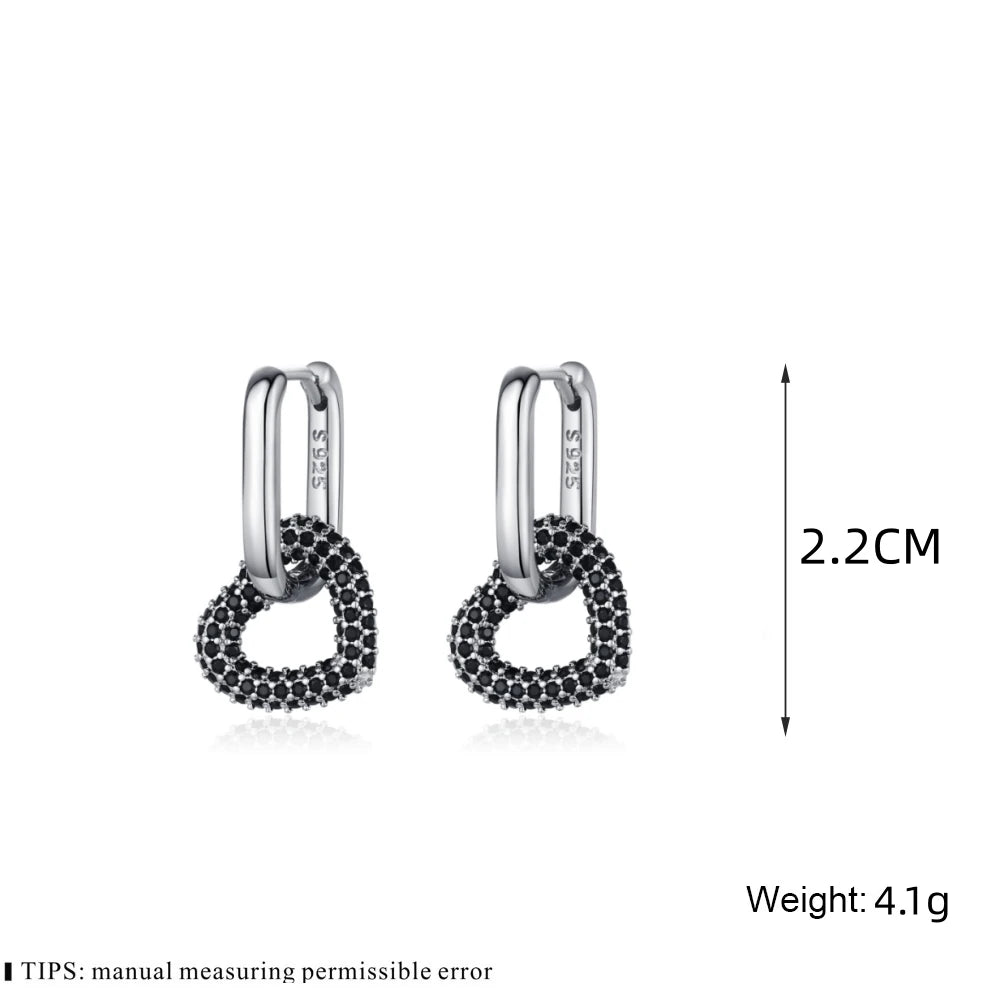 Black Spinel Hoop Earrings