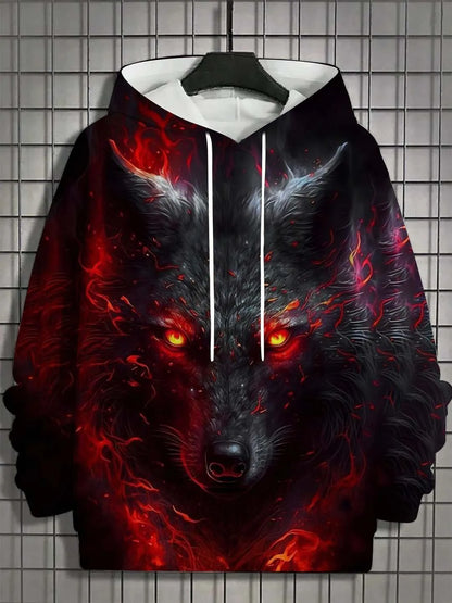 Wolf Print Hoodie