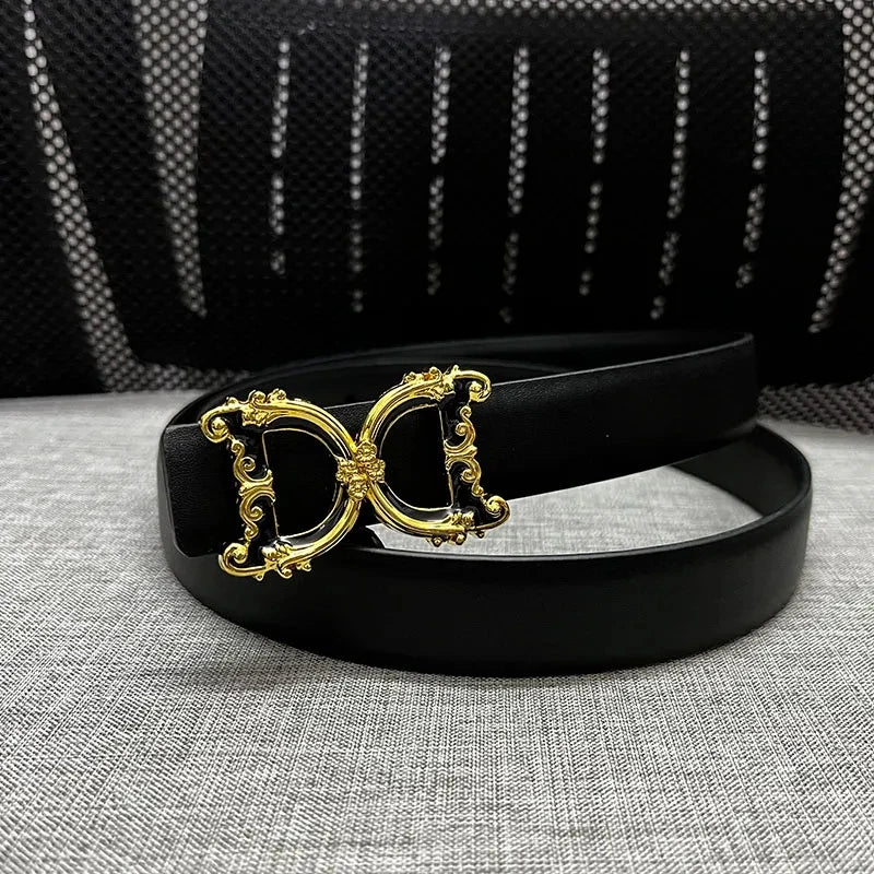 Thin leather fashion belt