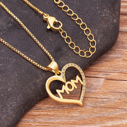 Zircon MOM Heart Necklace