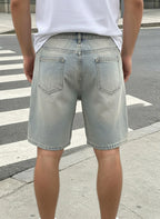 Light Wash Ripped Denim Shorts