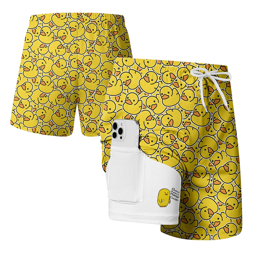 Duck Print Quick-Dry Swim Trunks