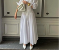 White Lapel Button Maxi Dress