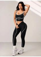 Legging-Style Solid Sleeveless True-To-Size Fit Two-Piece Yoga Set