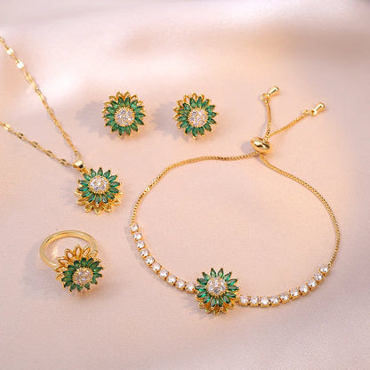 Double-Layer Sunflower Necklace Set