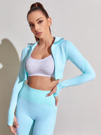 Polyester Long Sleeve True-To-Size Fit Two-Piece Yoga Set
