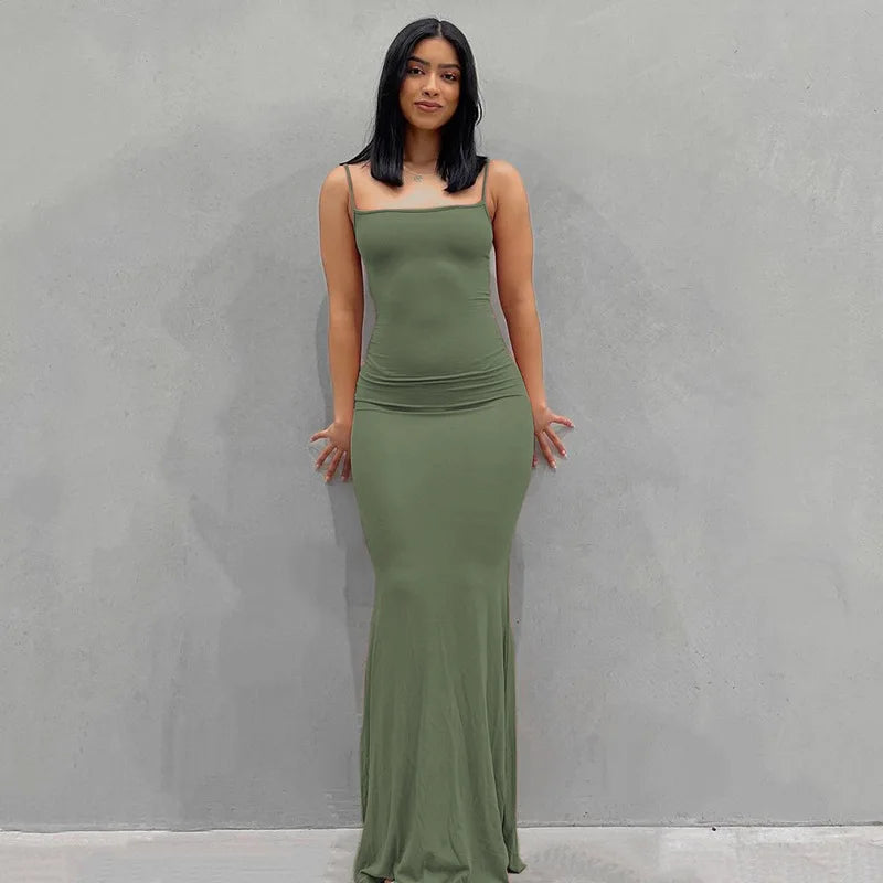 Spaghetti Strap Bodycon Maxi Dress