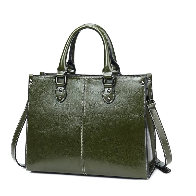 Genuine Leather Box Tote