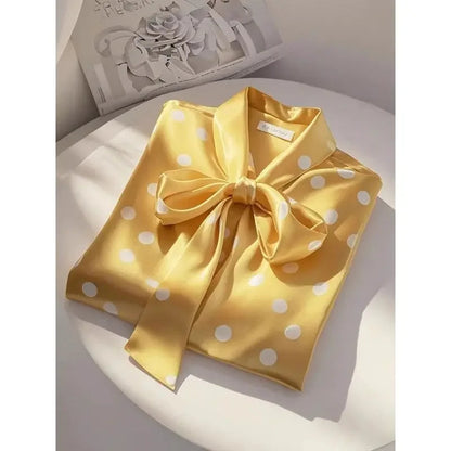 Elegant Satin Polka Blouse