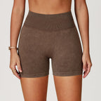 Sand-Washed High-Waist Yoga Shorts