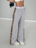 Leopard Side-Stripe Wide-Leg Trousers