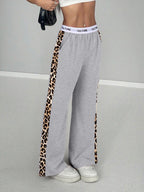Leopard Side-Stripe Wide-Leg Trousers
