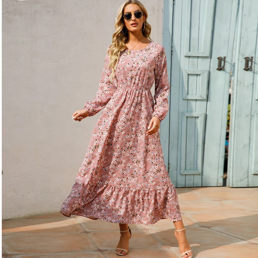 Floral Bohemian Chiffon Maxi Dress