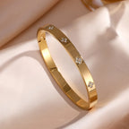 Floral Zircon Bangle Bracelet