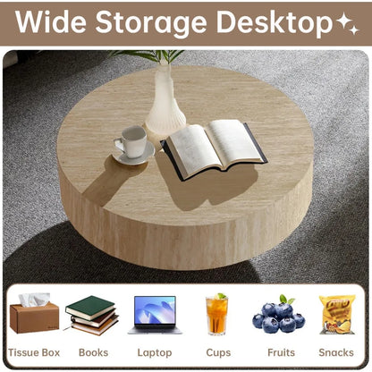 Travertine Round Coffee Table