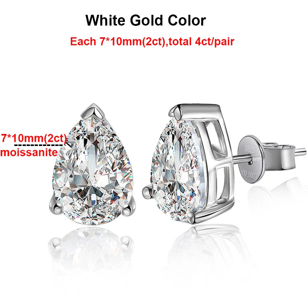 Pear Cut Moissanite Stud Earrings