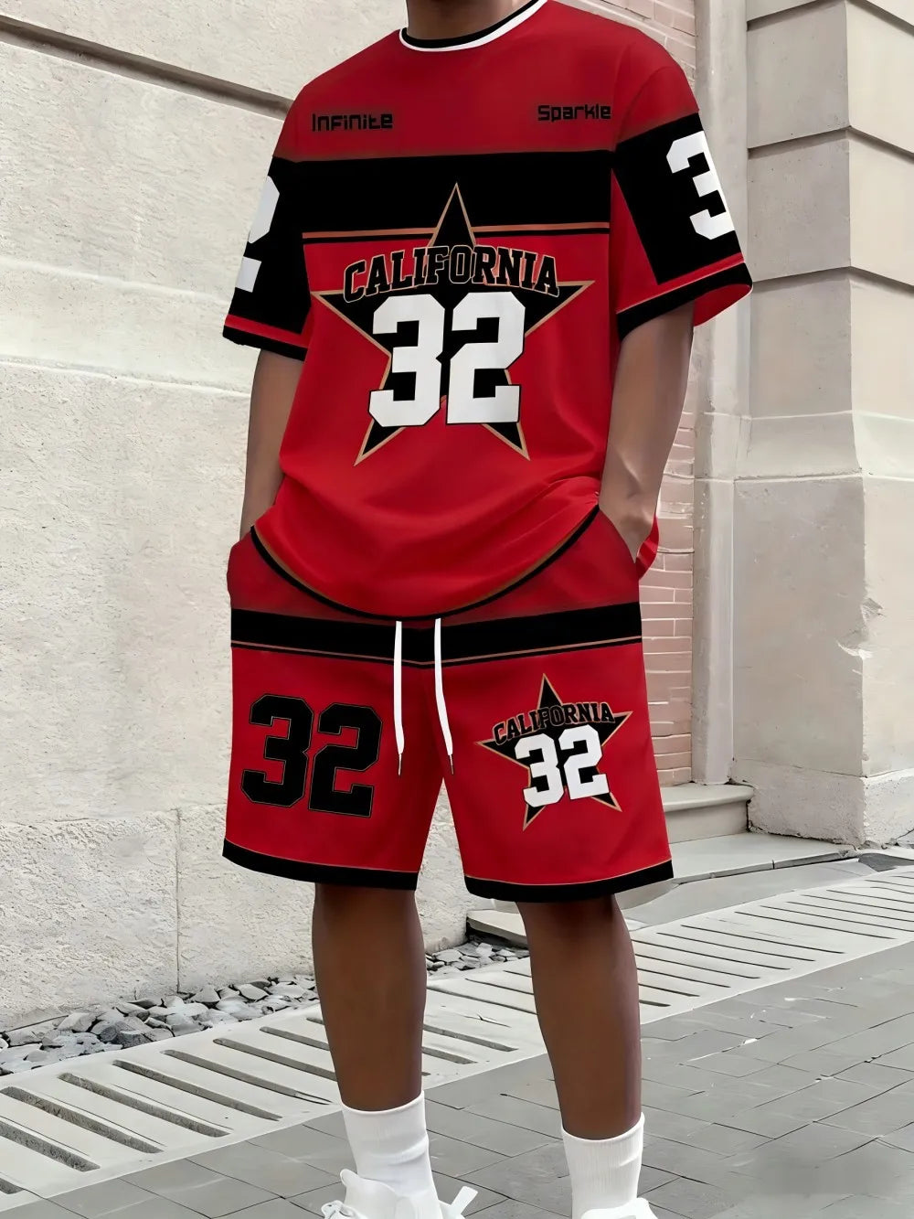 Letter Stripe Print Streetwear Set