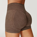 Sand-Washed High-Waist Yoga Shorts