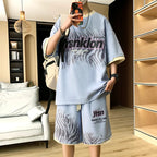 Print Streetwear Tracksuit Shorts Set