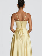 Lace-Up Satin A-Line Dress