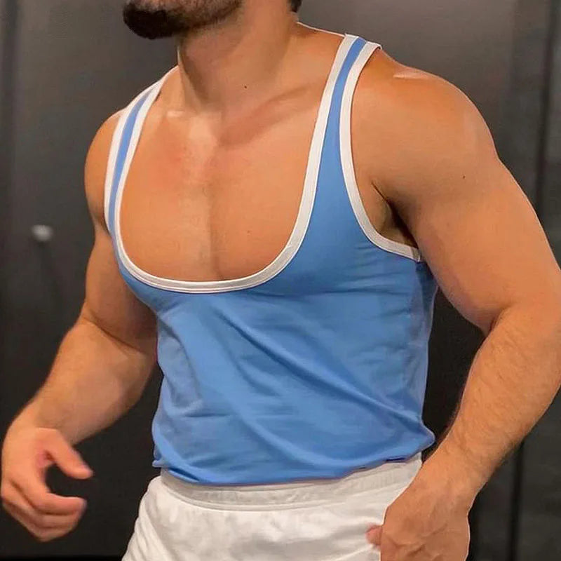 Skinny Patchwork Gym Tank Top