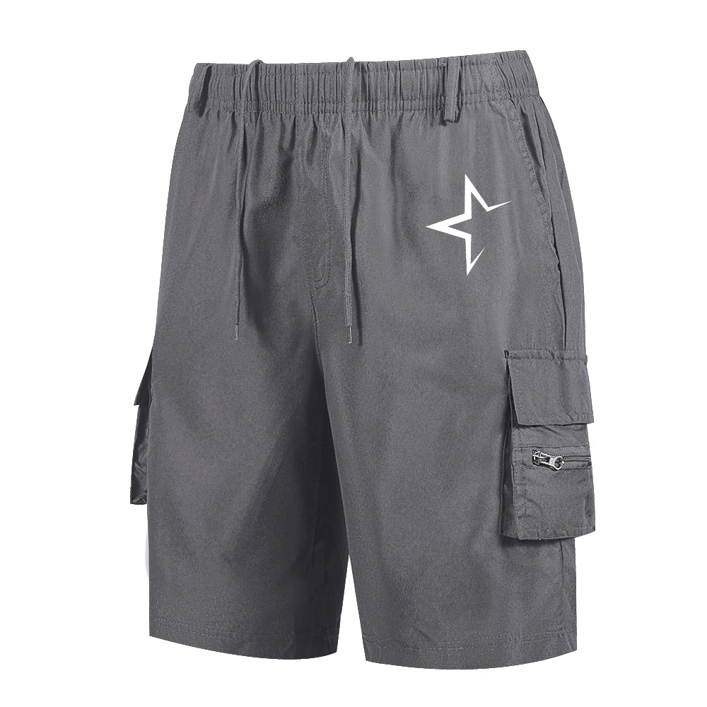 Quick-Dry Star Print Cargo Shorts