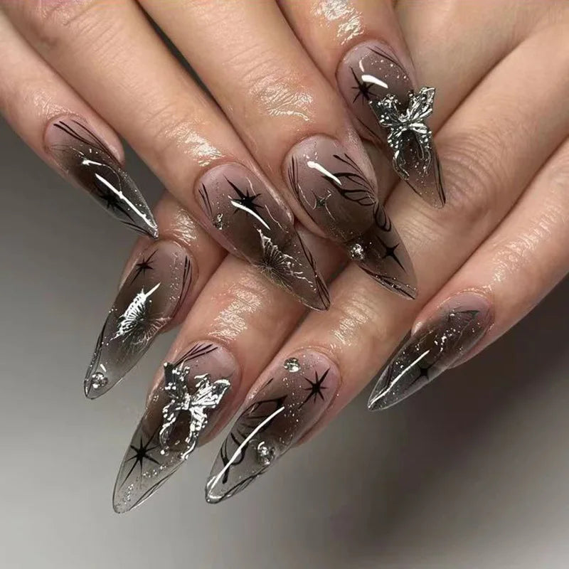Leopard Print French False Nails