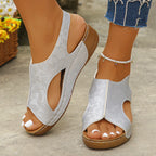 Women Pleated Wedge Sandals
