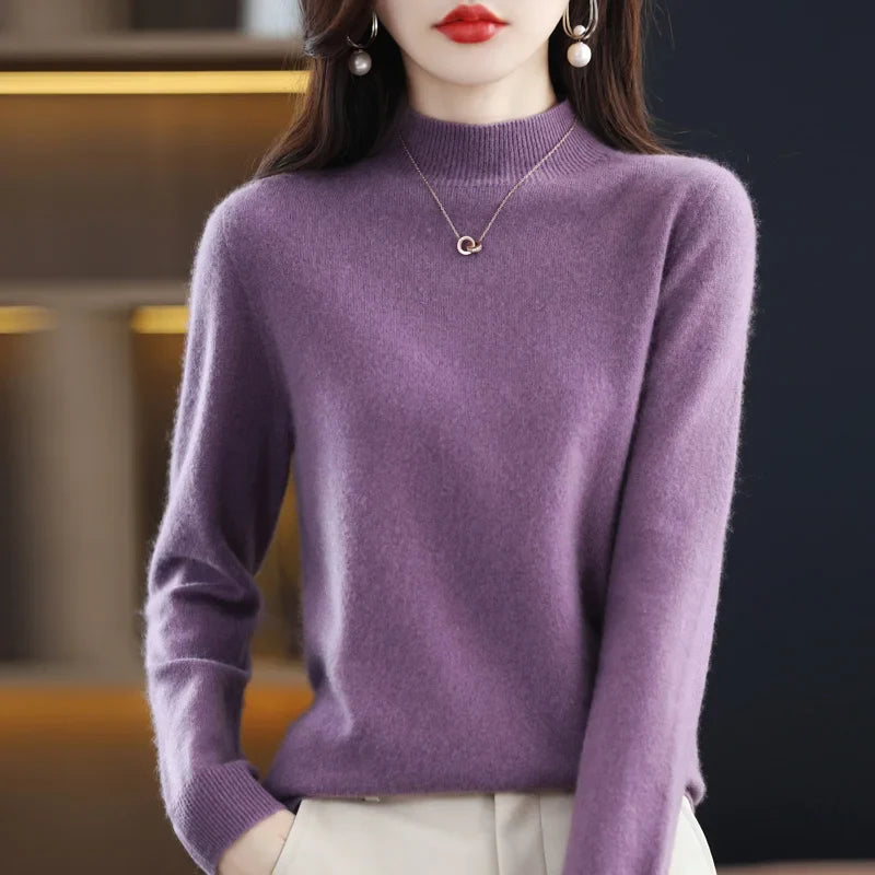 Merino Wool Mock Neck Sweater