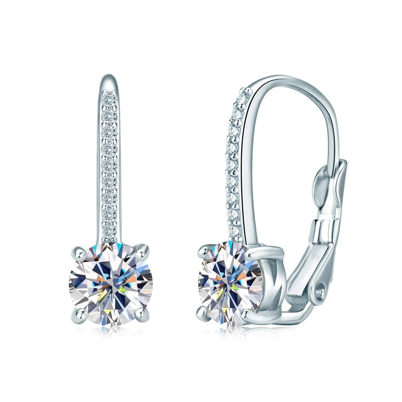 Moissanite Silver Drop Earrings
