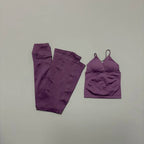 Nylon Solid Sleeveless True-To-Size Fit Two-Piece Yoga Set