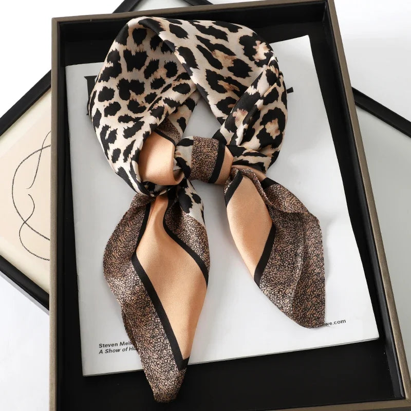 Leopard Print Square Headscarf