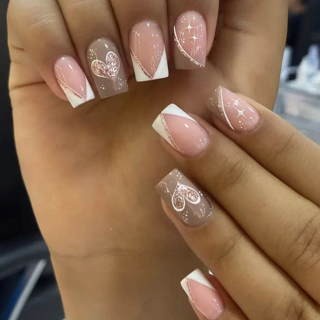 Mid-length French False Nails Leopard
