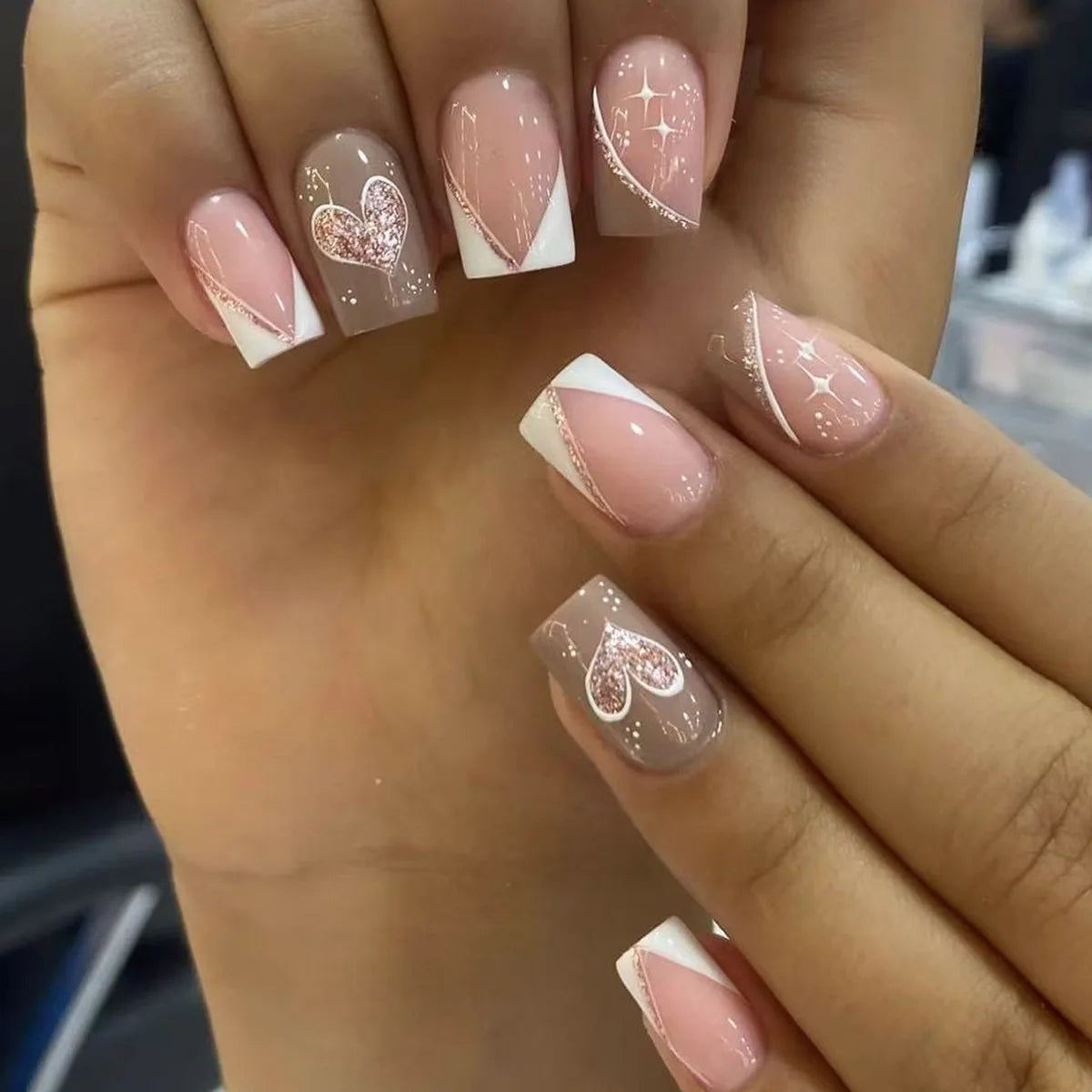 Mid-length French False Nails Leopard