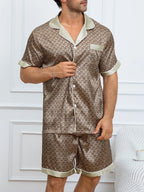 Plaid Lapel Pajama Shorts Set