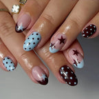 Blue Press Nails Polka Dot